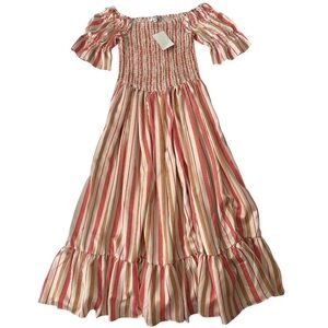 Nordstrom Red and Cream Puff Sleeve Dress